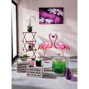 Orchidée + pot - Polyester et porcelaine - 40 x 16 x H 15.5 cm - Blanc et rose fushia