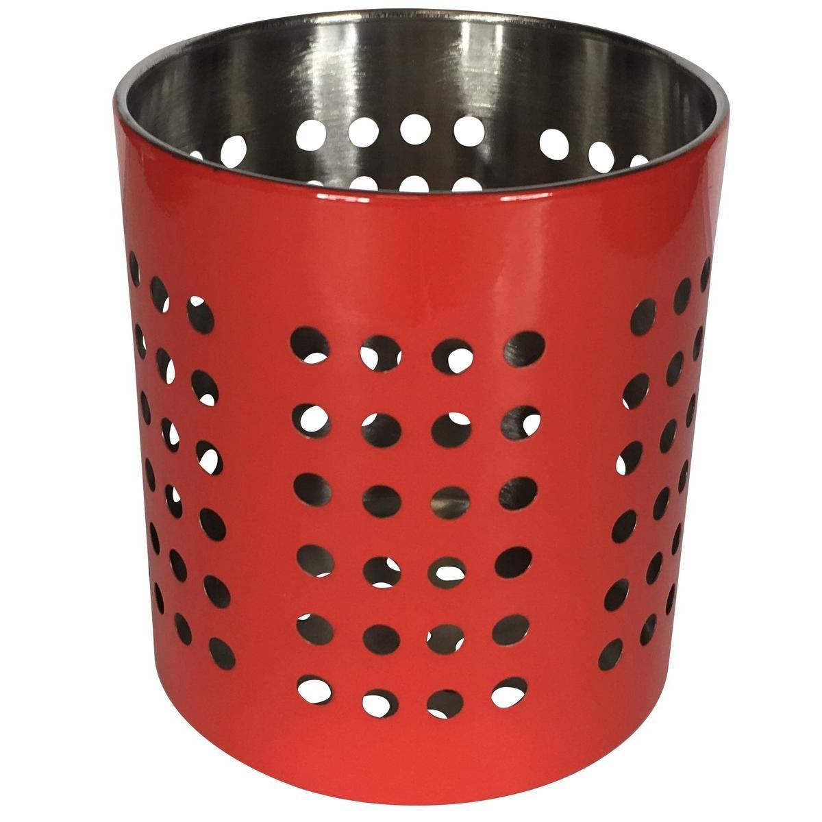 Pot à  couverts - Inox - Ø 12 x H 13 cm - Rouge
