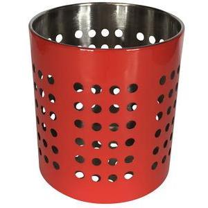 Pot à  couverts - Inox - Ø 12 x H 13 cm - Rouge