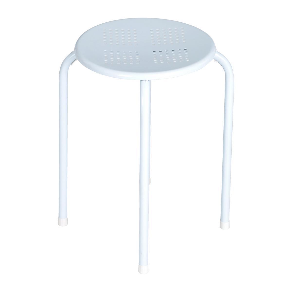 Tabouret rond - Acier - Ø 30 x H 45 cm - Gris ou blanc