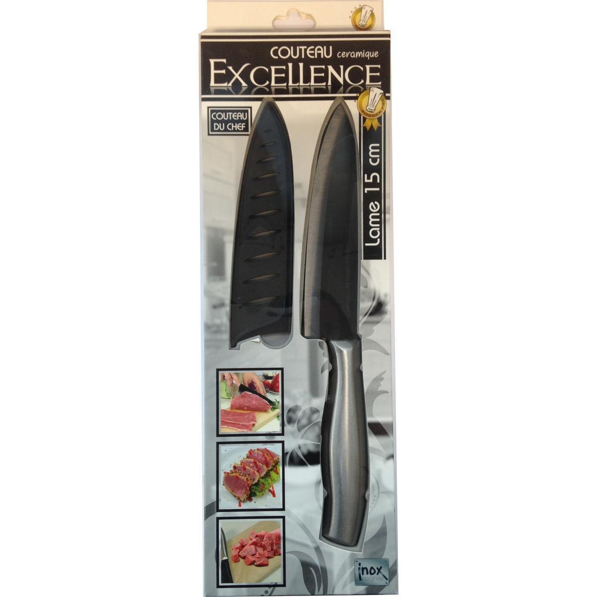 Couteau de chef - Céramique et inox - 28 cm - Noir et gris