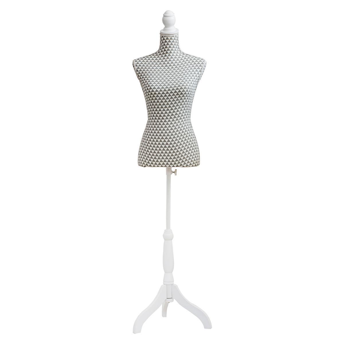 Mannequin sur pied - MDF, sapin et tissu - H 168 cm - Blanc