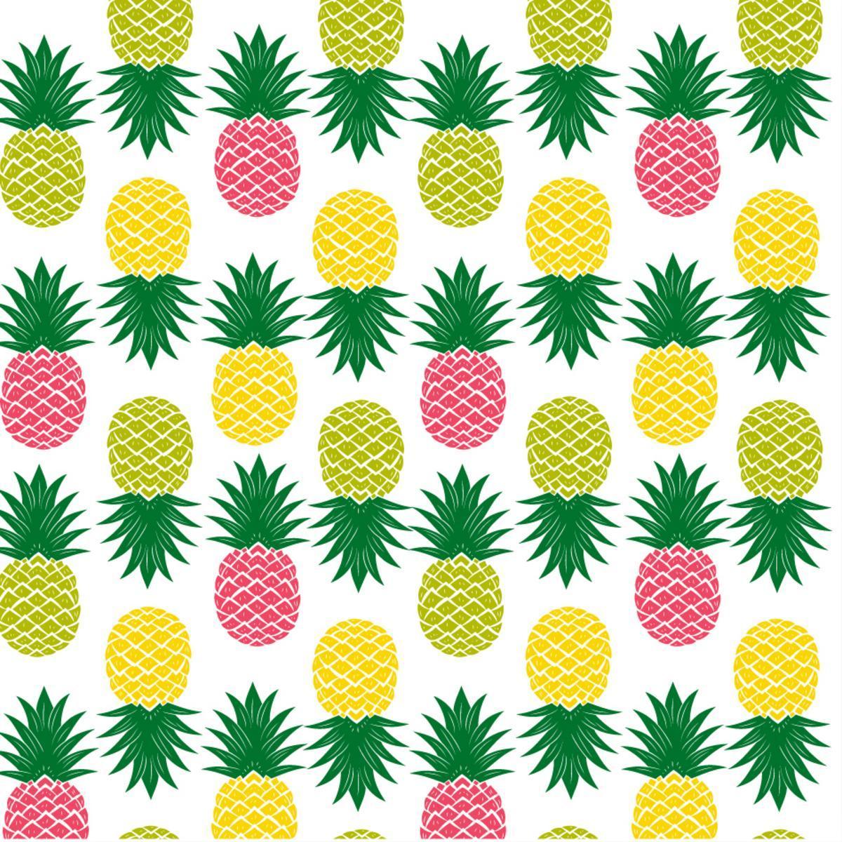 20 serviettes ananas - Papier - 33 x 33 cm - Multicolore