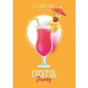 Toile imprimée 'cocktail party' - Pin paulownia et polycoton - 30 x 40 cm - Multicolore