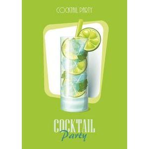 Toile imprimée 'cocktail party' - Pin paulownia et polycoton - 30 x 40 cm - Multicolore