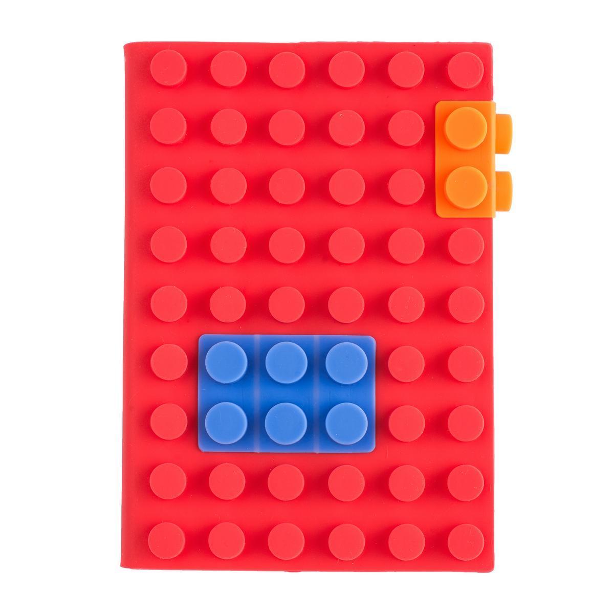 Carnet effet LEGO - Silicone - 10 x 15 cm - Rouge
