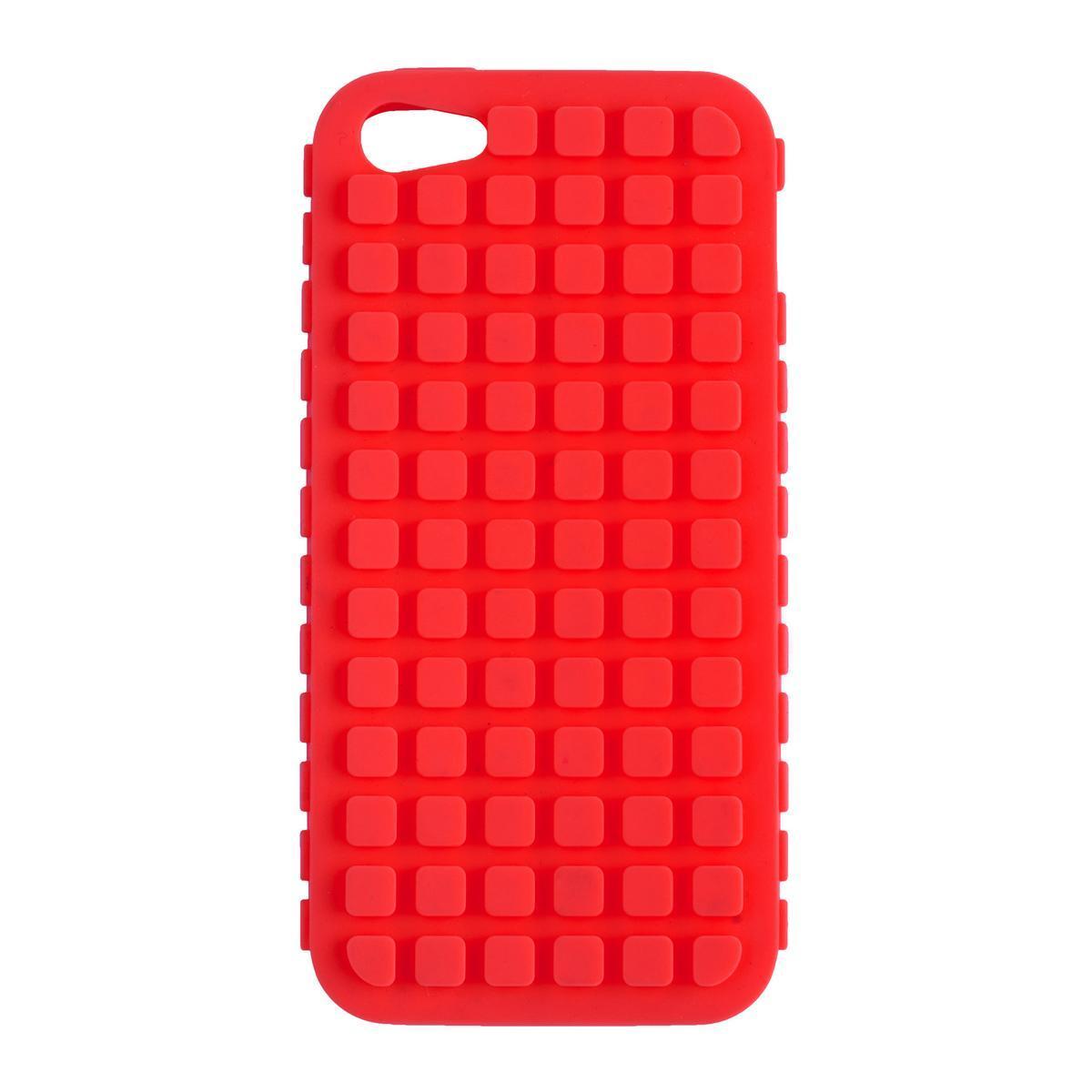 Coque iPhone 5 - Silicone - 6,5 x 1 x H 13 cm - Rouge ou bleu