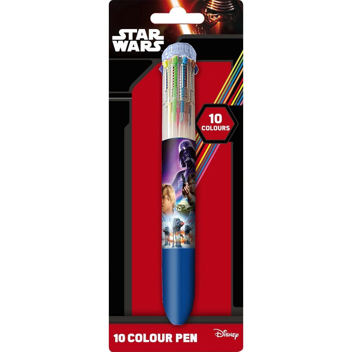 Stylo 10 couleurs Star Wars - Plastique - 15,7 x 1,7 cm - Multicolore