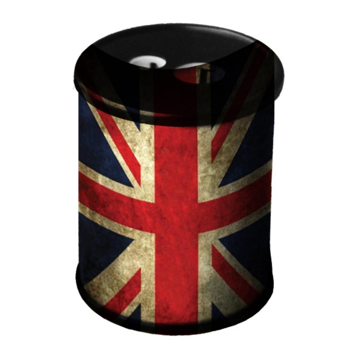 Taille crayon drapeau britannique ou américain - Acier - Ø 4 x H 6 cm - Multicolore