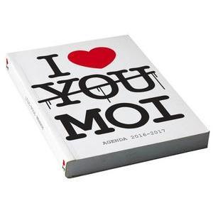 Agenda scolaire 'I love moi' - Carton souple - 12 x H 17 cm - Blanc, noir et rouge