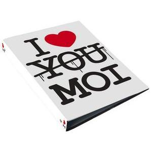 Classeur 'I love moi' - Carton rigide - 24 x 4 x H 32 cm - Blanc, noir et rouge