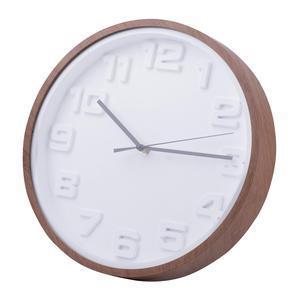 Horloge - Plastique - Ø 30 cm - Blanc et marron