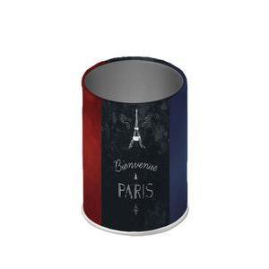 Pot à crayons drapeau français - Acier - Ø 7 x H 9 cm - Multicolore