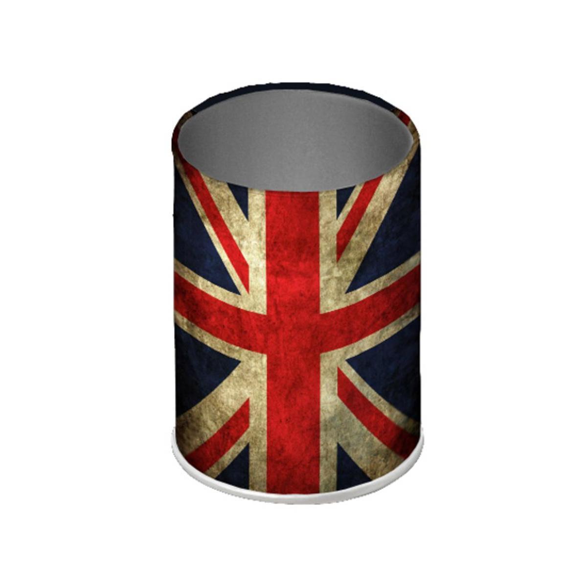 Pot à crayons drapeau britannique ou américain - Acier - Ø 7 x H 9 cm - Multicolore
