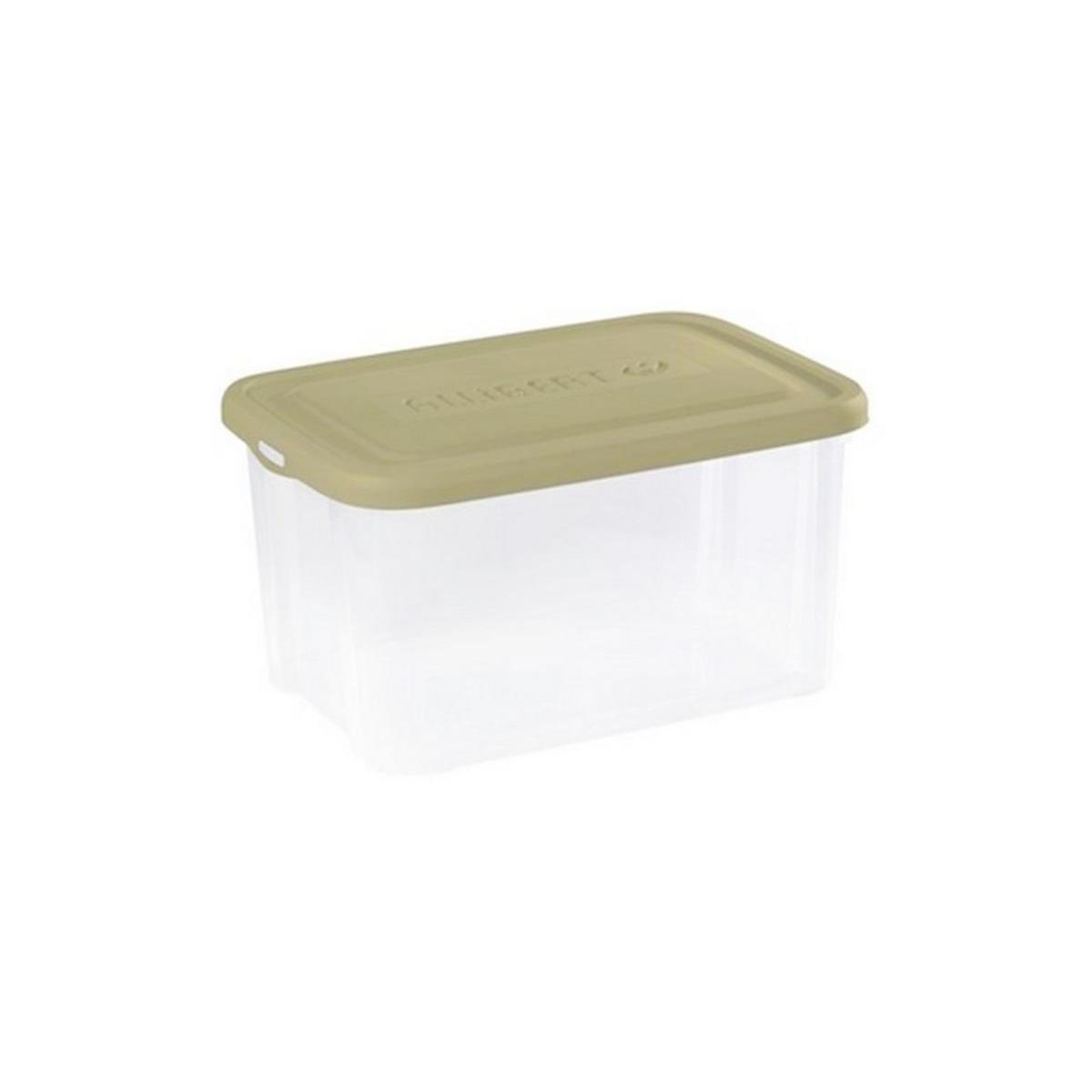 Boîte de rangement - Plastique - 40 x 30 x H 23 cm - Transparent et lin