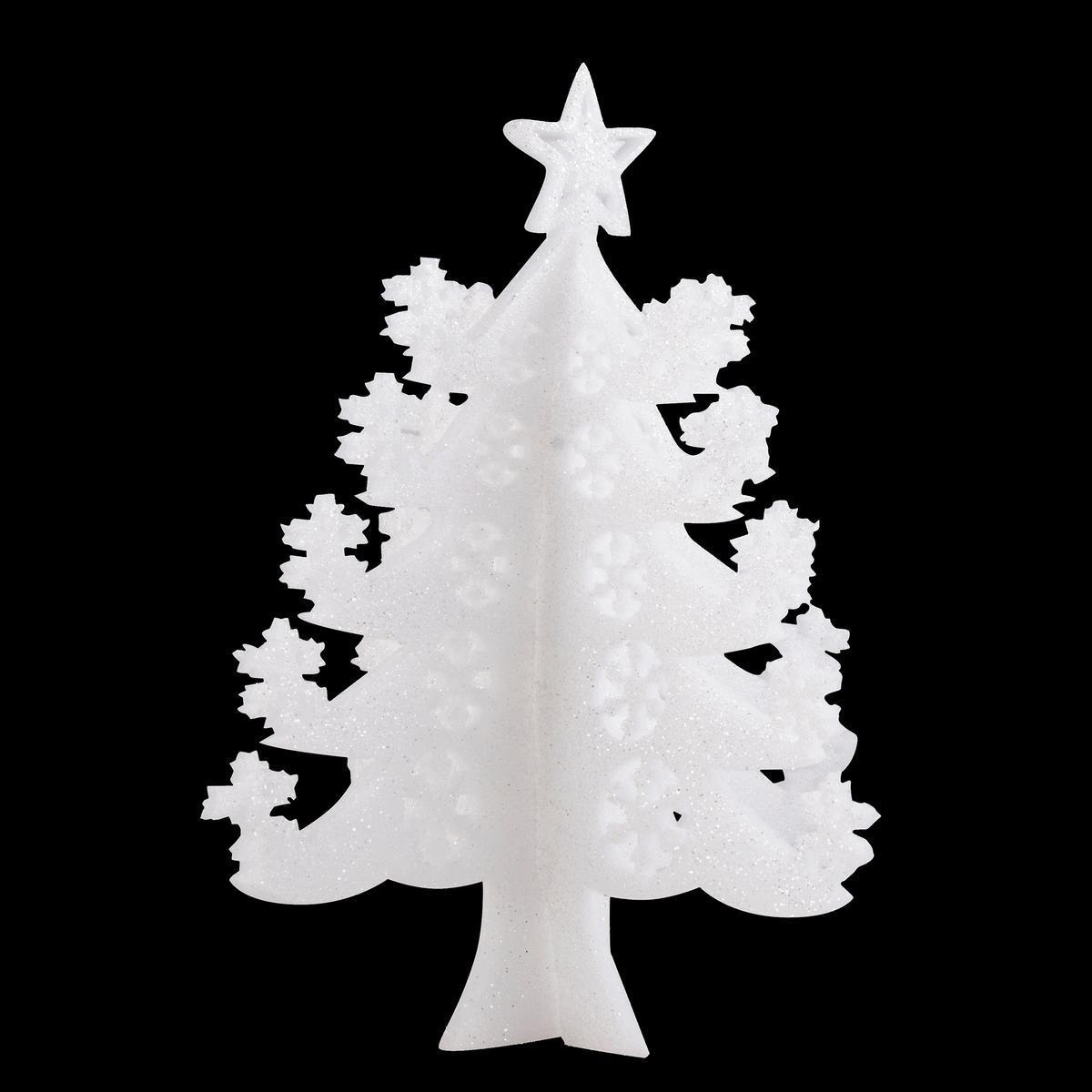 Sapin décoratif 3D - Polystyrène - Ø 45 x H 45 cm - Blanc