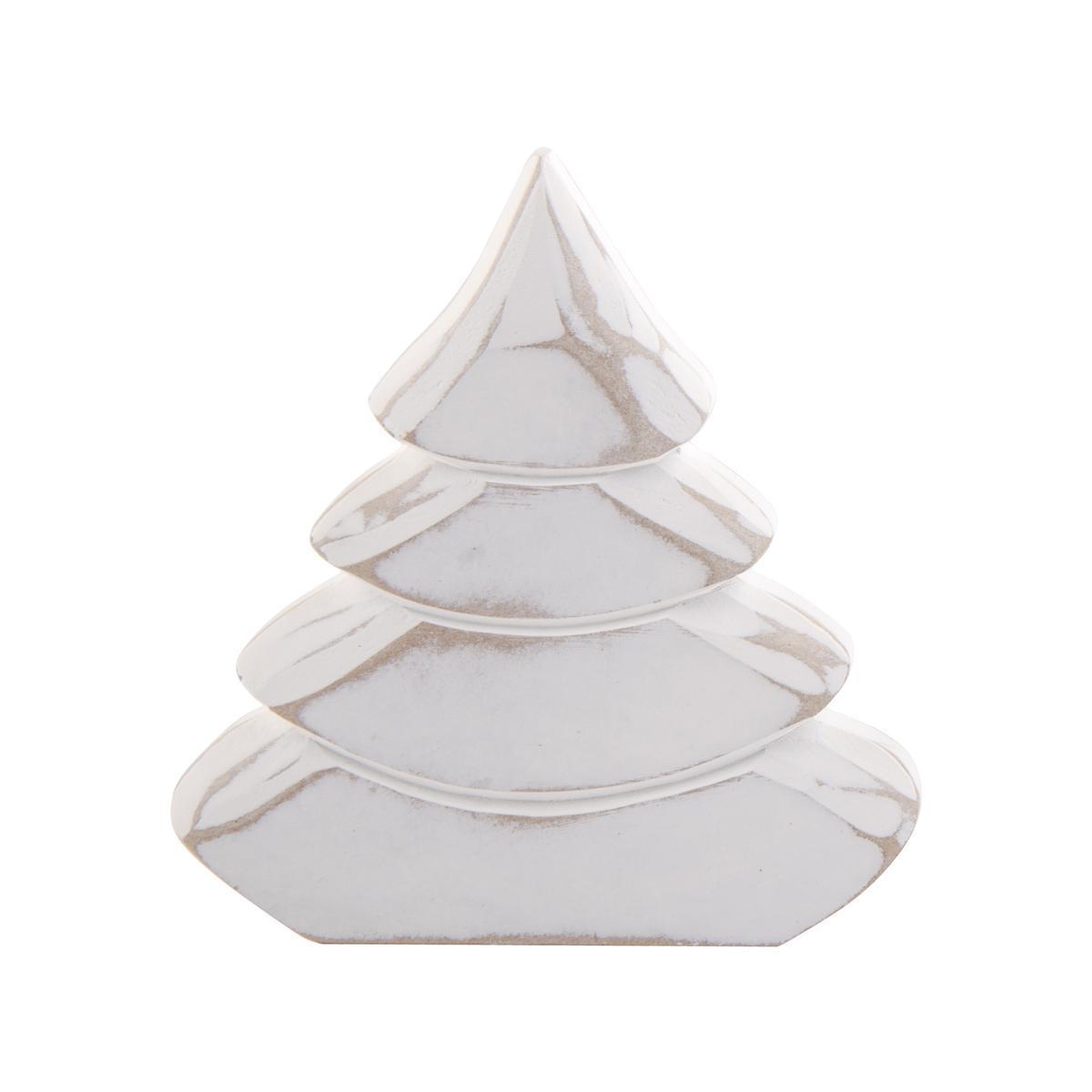 Sapin décoratif - MDF - 25 x 2 x H 16 cm - Blanc