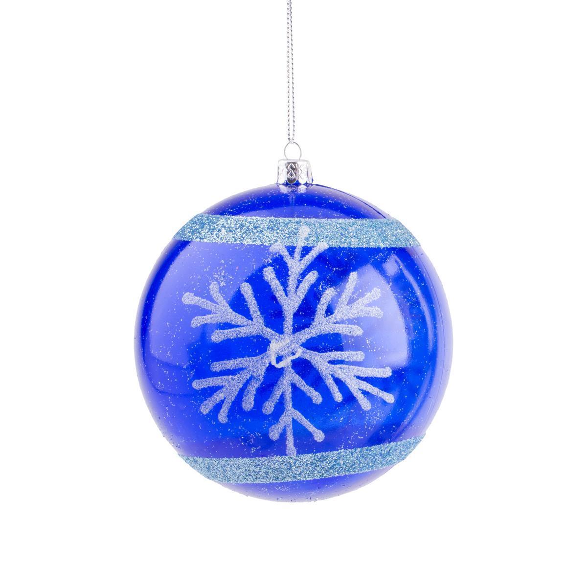 Boule de Noël flocon - Plastique - Ø 10 cm - Bleu