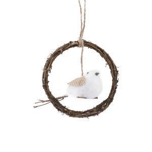 Suspension oiseau avec branches - Bois - Ø 12 cm - Marron