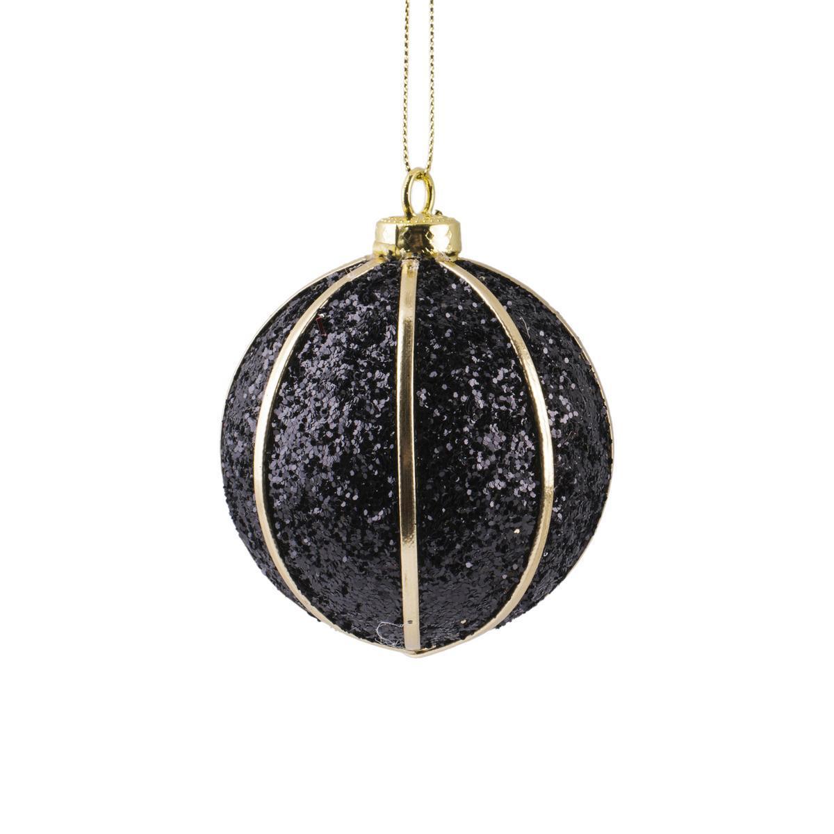 Boule de Noël - Polystyrène - Ø 8 cm - Noir et or