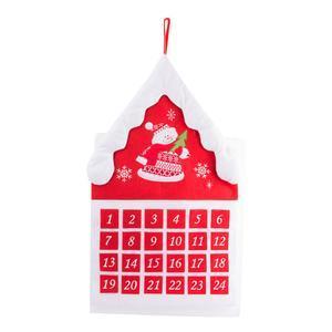 Calendrier de l'Avent Bonhomme de neige - Polyester - 53 x H 80 cm - Rouge et blanc