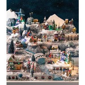 Figurine village, Père Noël avec enfants - Polyrésine - 6 x 5 x H 7 cm - Multicolore