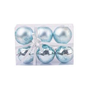 6 boules de Noël - Plastique - ø 8 cm - Bleu