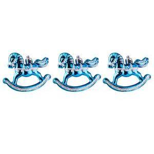 3 suspensions cheval - Plastique - 8 cm - Bleu