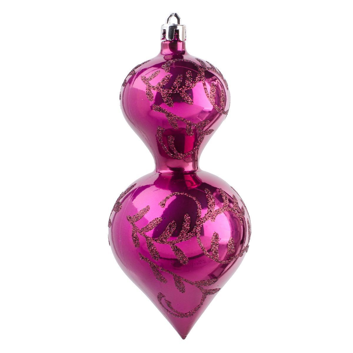 2 suspensions de Noël - Plastique - 15 cm - Rose et violet
