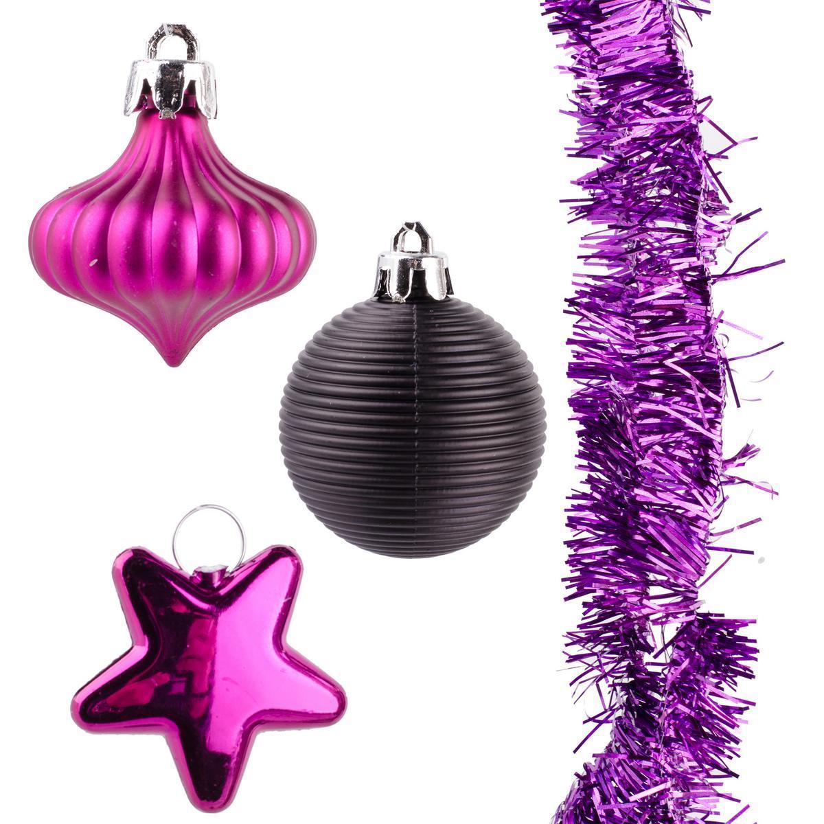 13 décorations de Noël - Plastique - Violet