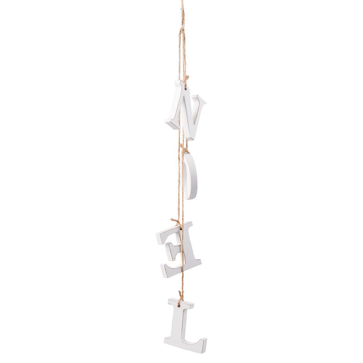 Grappe lettres Noël - MDF - H 46 cm - Blanc