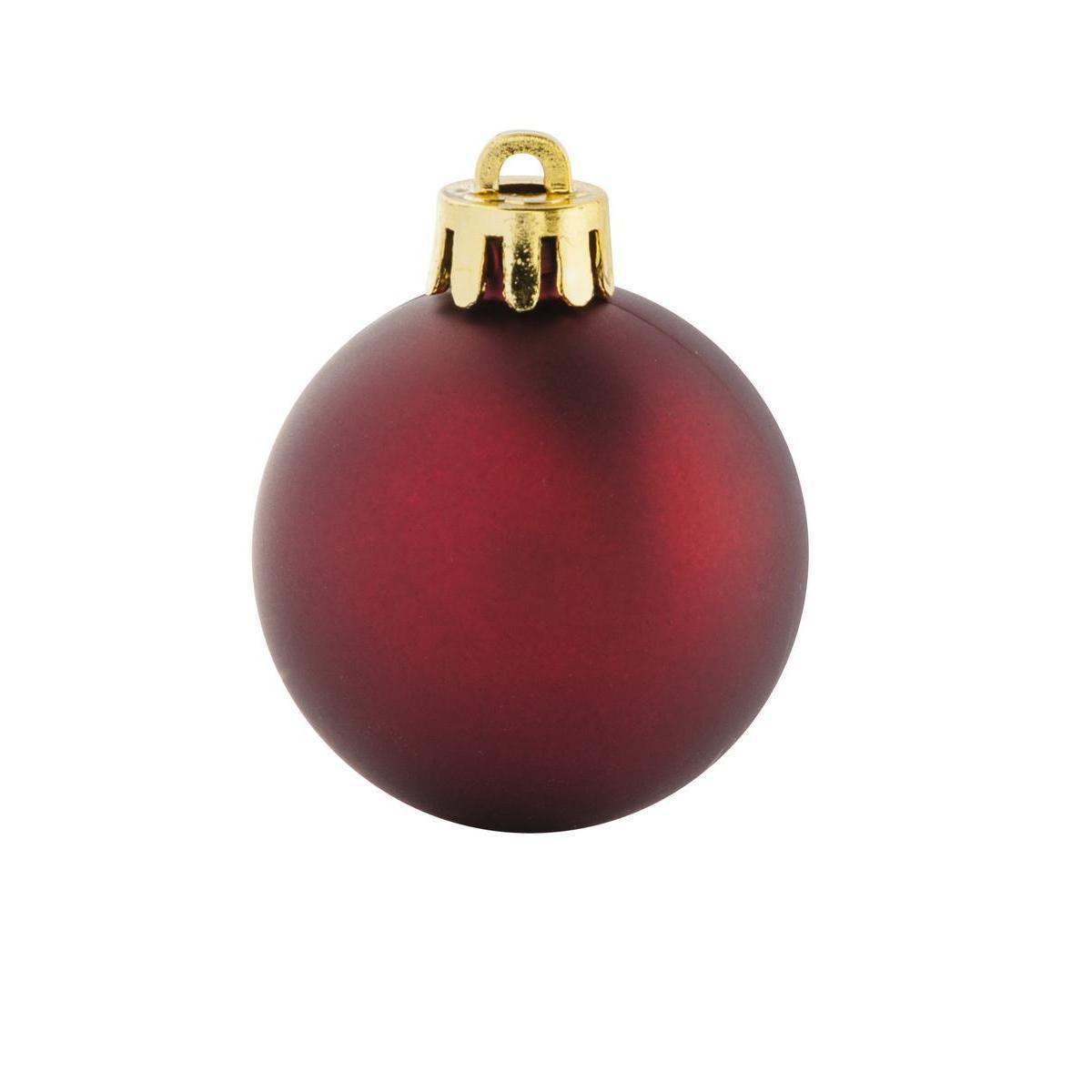 16 boules de Noël - Plastique - Ø 4 cm - Bordeaux