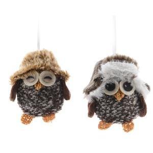 Suspension hibou ermite marron 11 cm