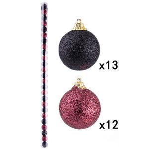 BOULE 3.5CM X25 NOIR ET ROUGE