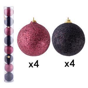 BOULE 6CM X8 NOIR ET ROUGE