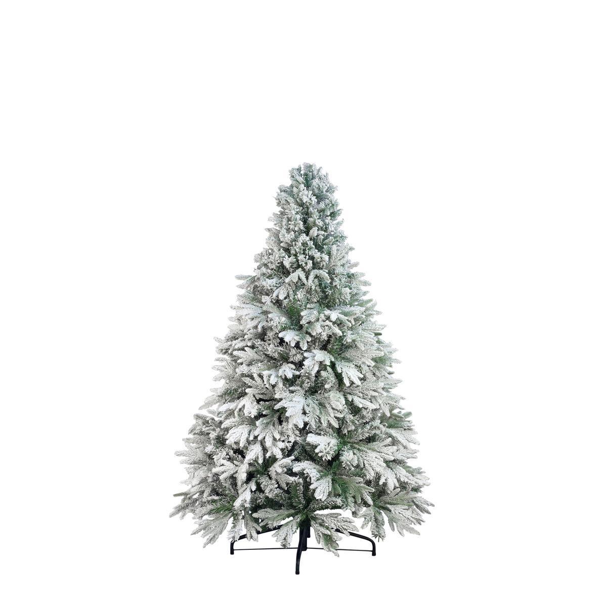 Sapin de Noël blizzard - Plastique et métal - Ø 90 x H 150 cm - Vert et blanc
