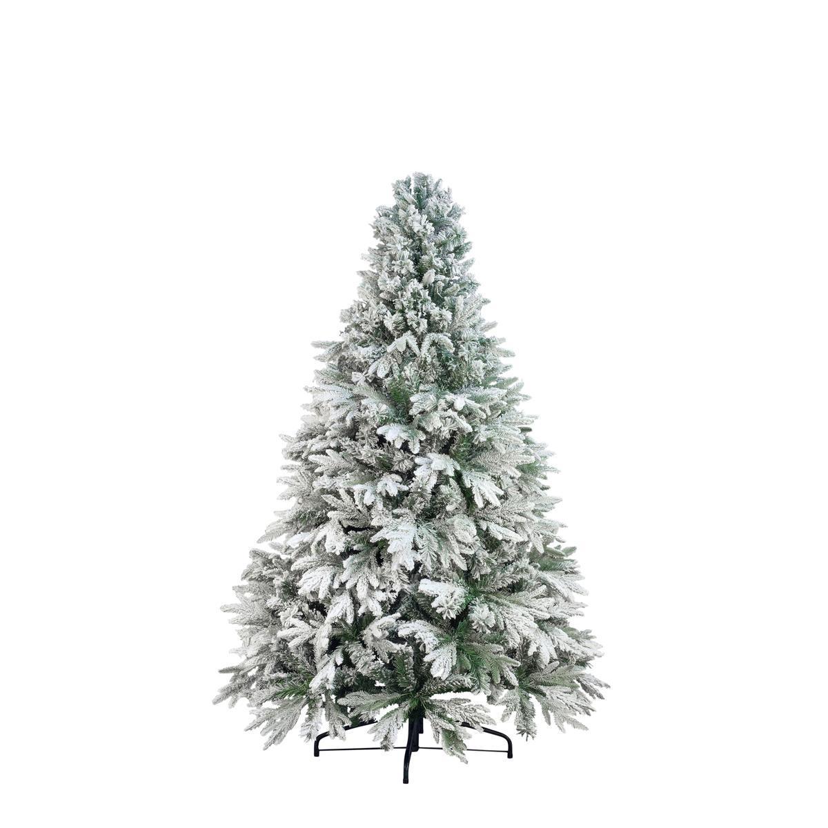 Sapin de Noël blizzard - Plastique et métal - Ø 105 x H 180 cm - Vert et blanc