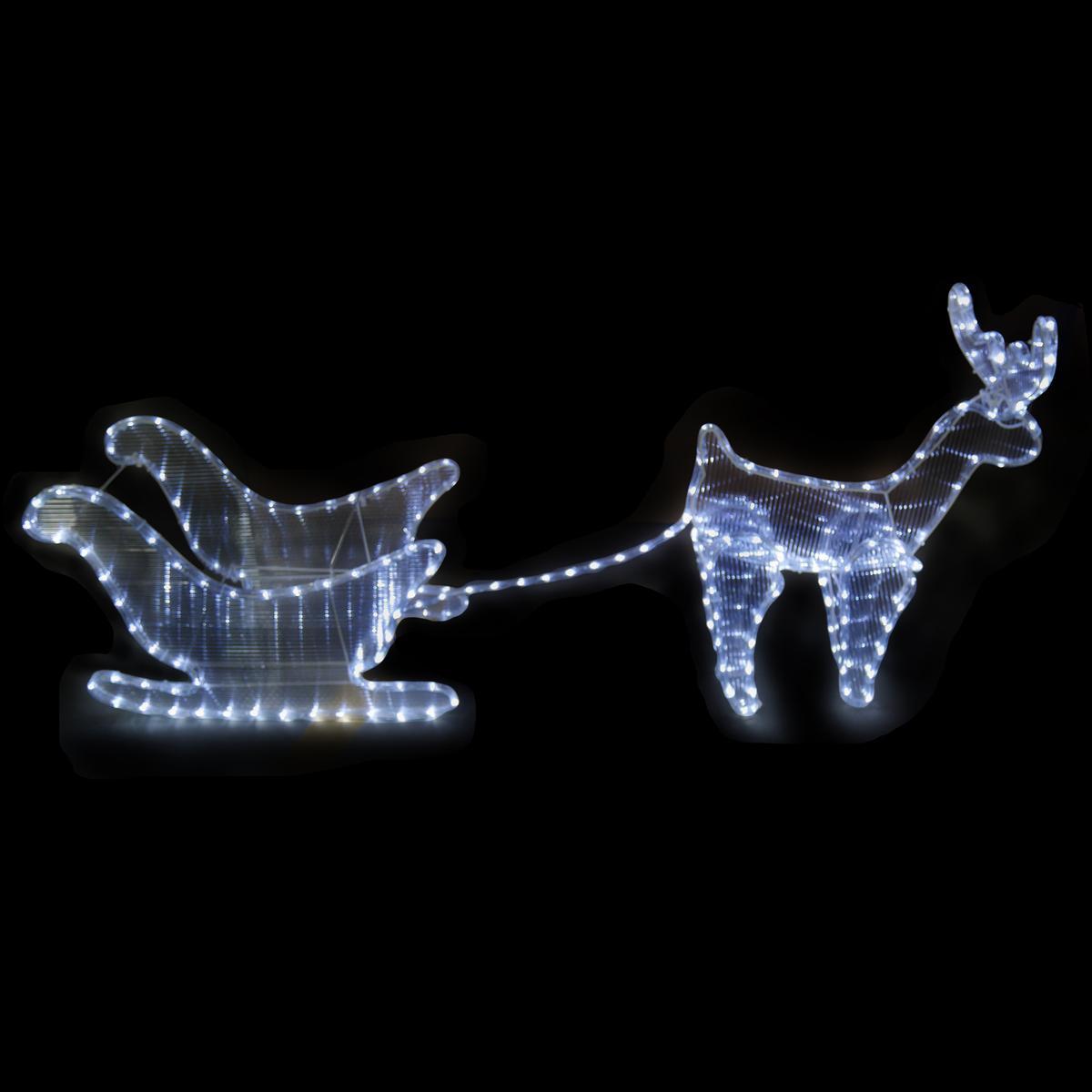 Silhouette electrique led de renne avec traîneau