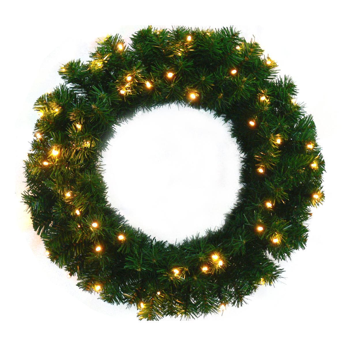 Couronne sapin lumineuse - ø 40 cm - Vert, blanc