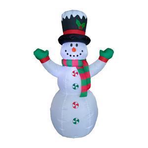 Bonhomme de neige gonflable lumineux - 100 % polyester - 76 x 54 x H 124 cm - Multicolore