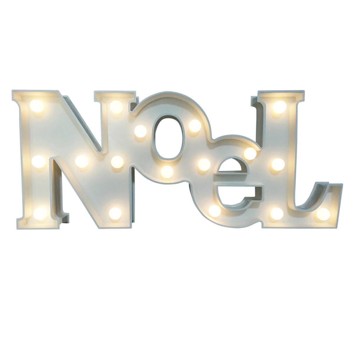 Lettres lumineuses NOEL - Plastique - 49 x 21 cm - Blanc