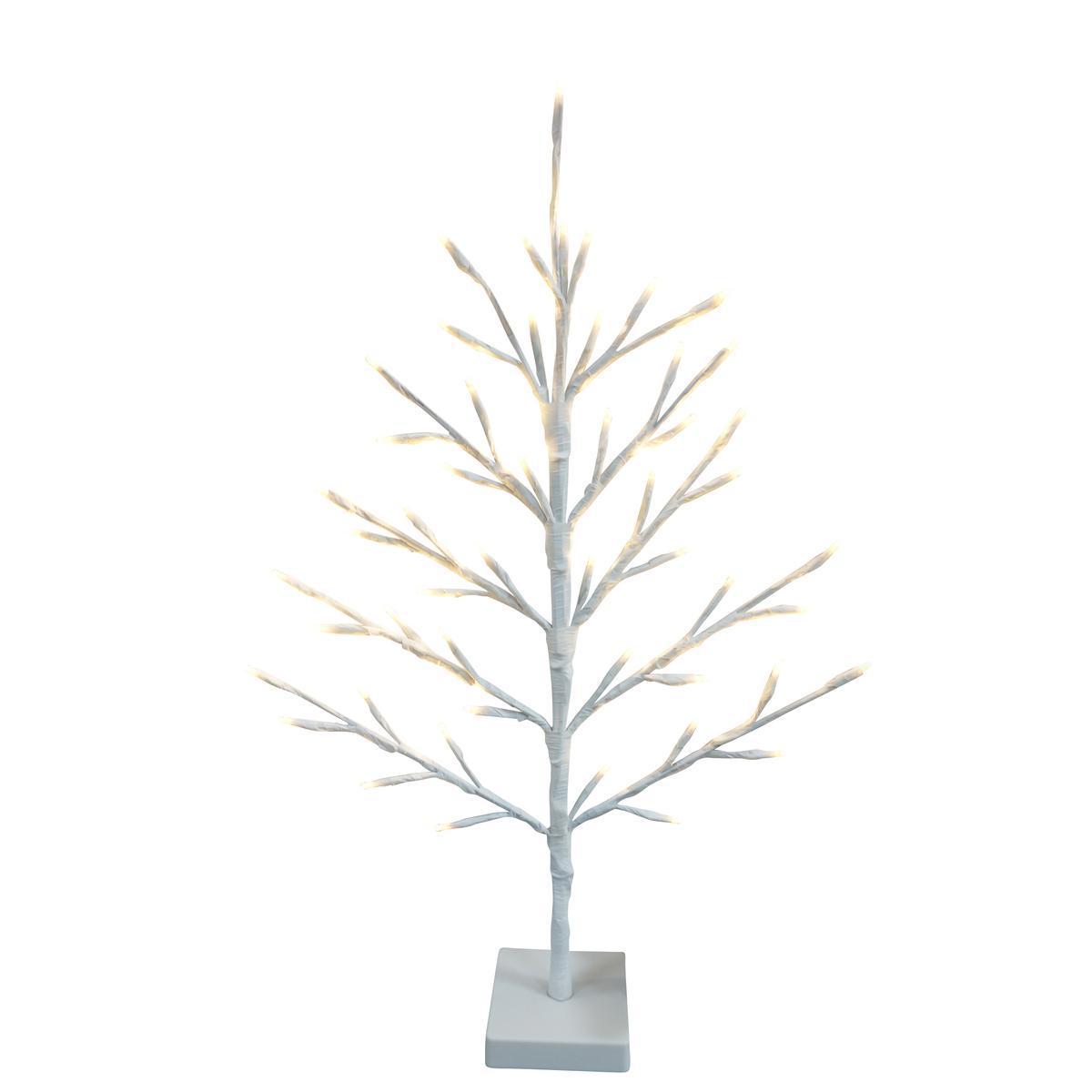 Sapin à LED - Plastique - H 60 cm - Blanc