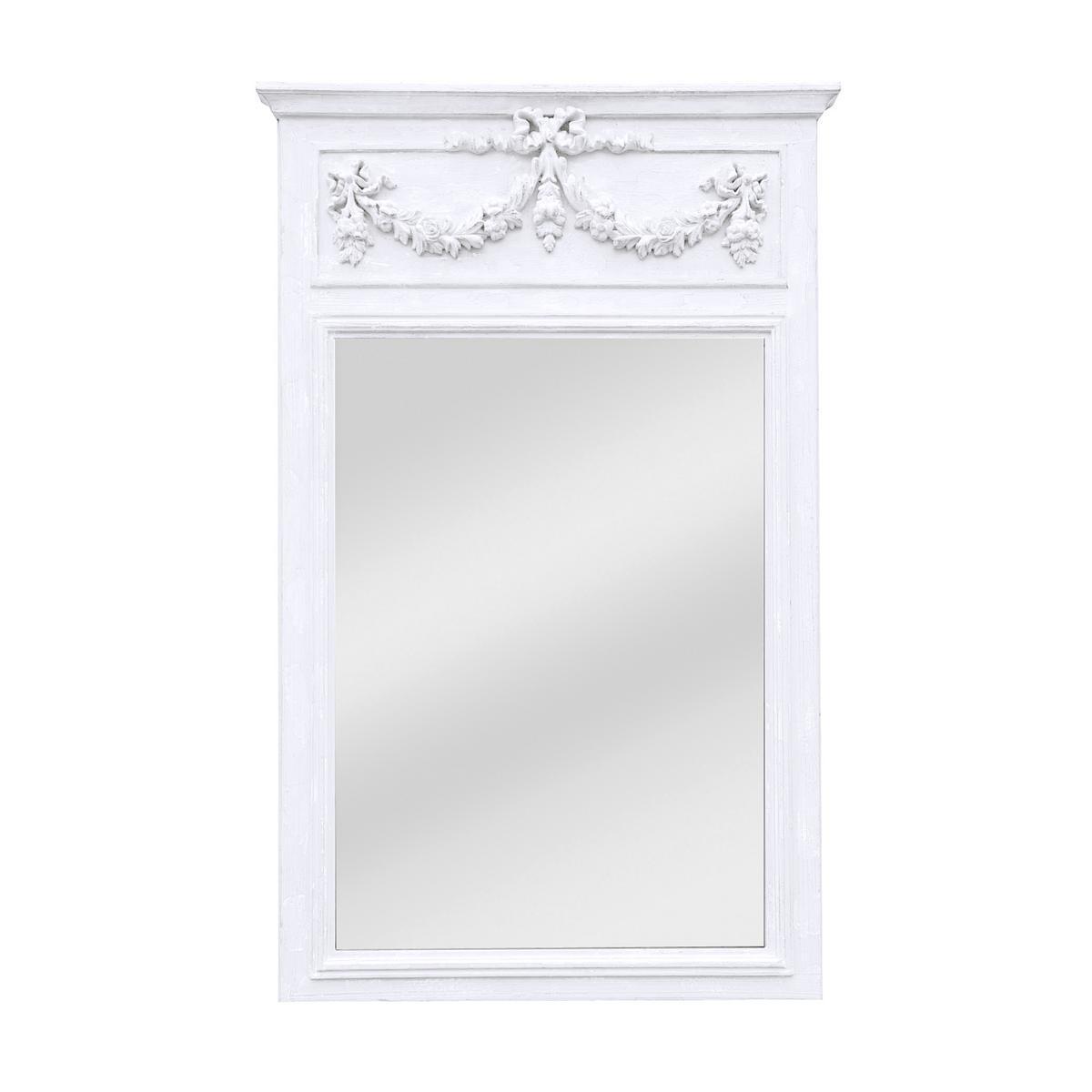 Miroir Trumeau Lisa - Mdf et paulownia - 90 x H 140 cm - Blanc