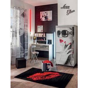 Tapis Glamour - 100% Polypropylène - 100 x 150 cm - Noir et rouge