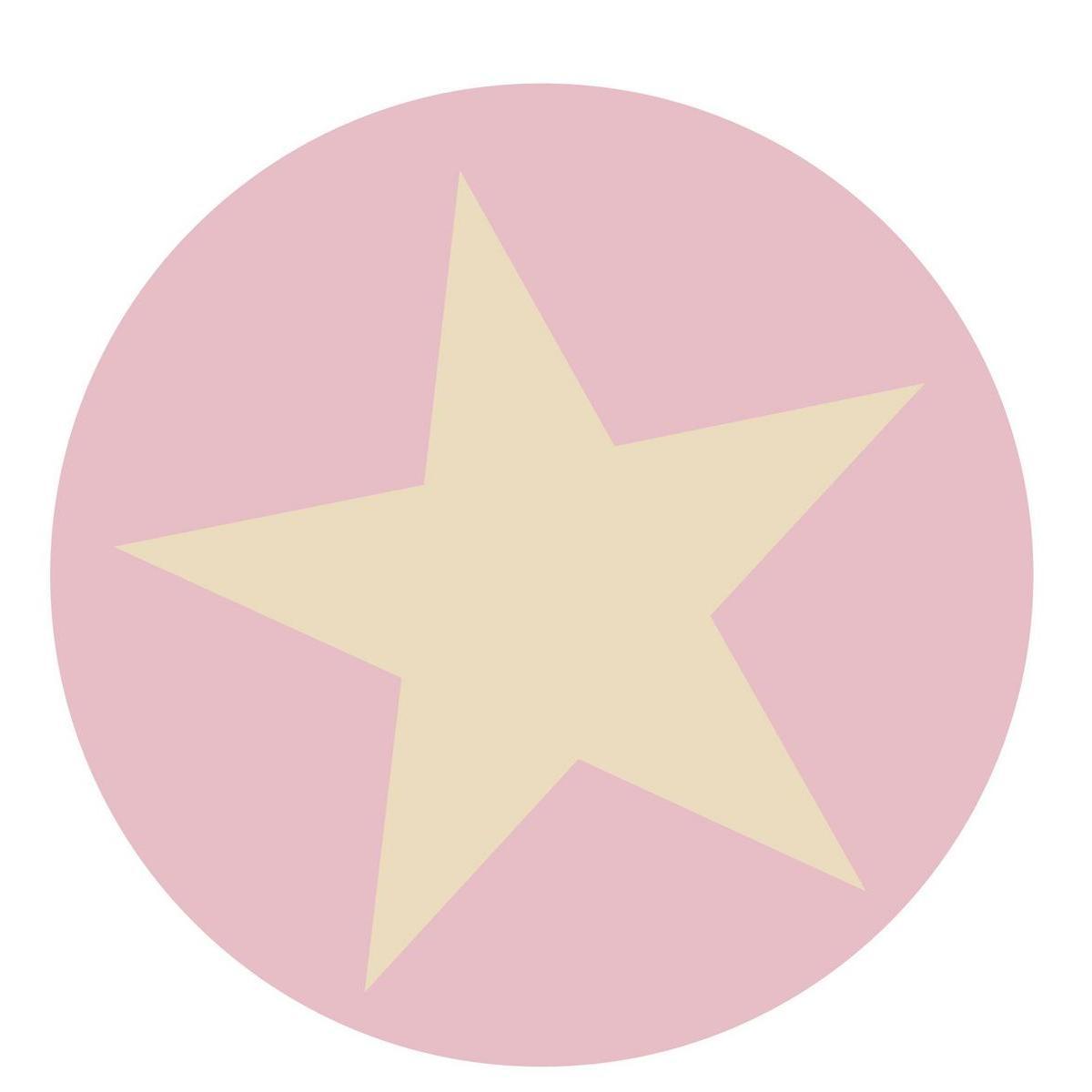 Tapis rond Danseuse étoile - 100 % coton - Ø 60 cm - Rose et blanc