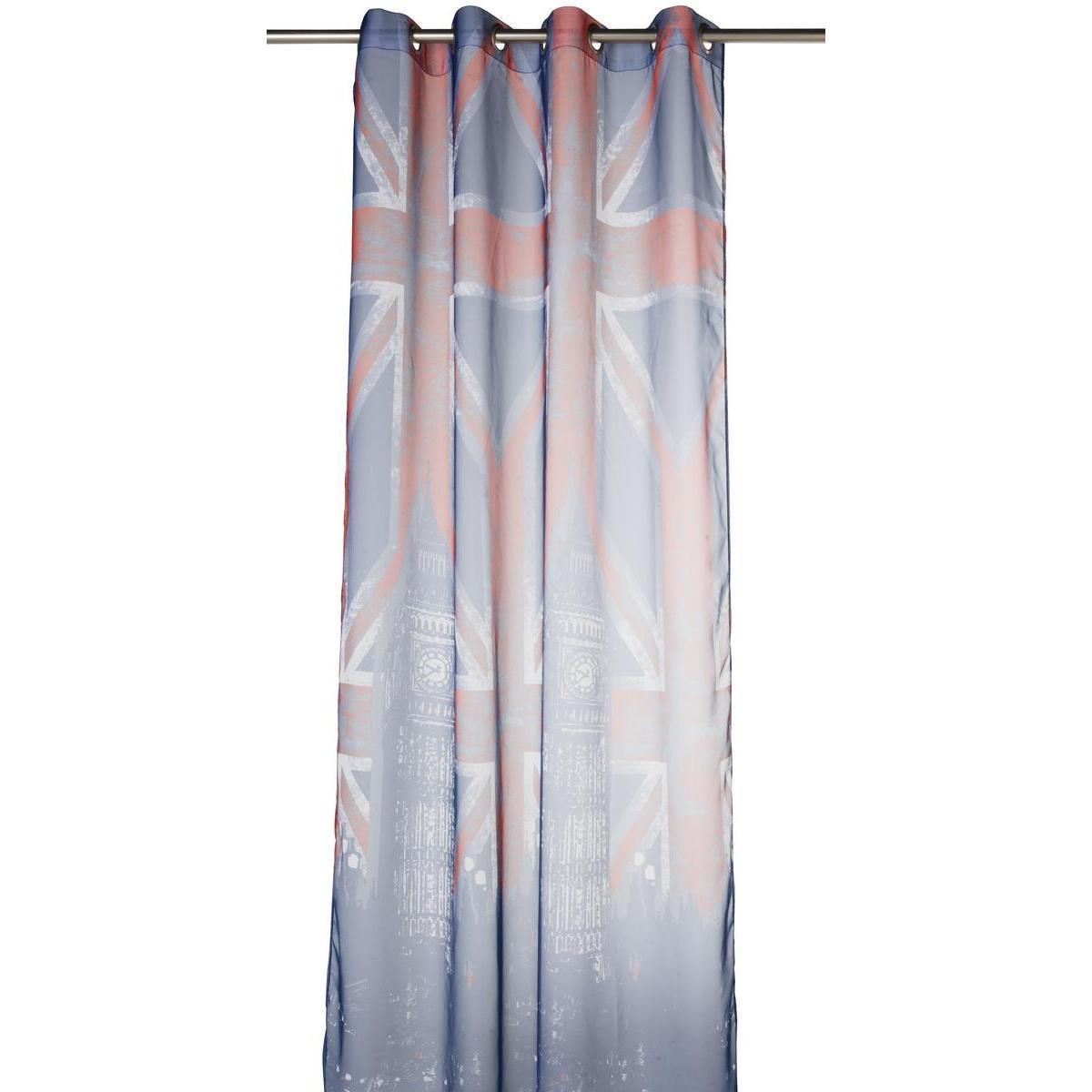 Voilage London - 100 % polyester - 140 x 240 cm - Rouge, bleu et blanc