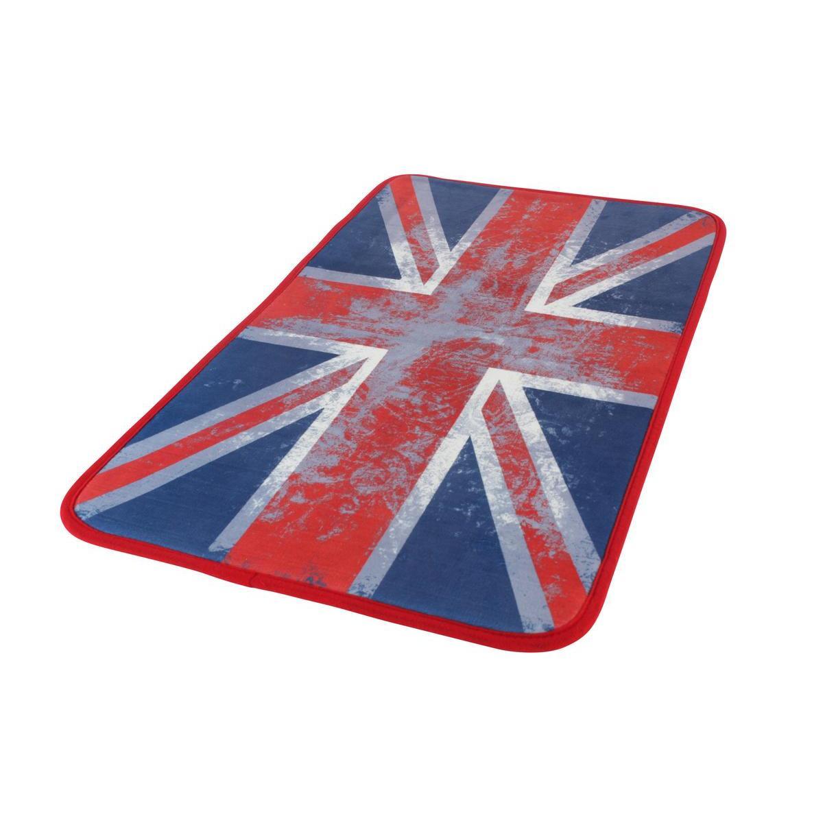 Tapis London - 100 % polyester - 75 x 45 cm - Rouge, bleu et blanc