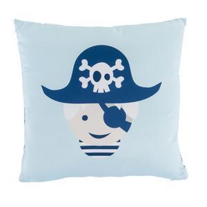 Coussins imprimés Pirates - 100 % polyester - 40 x 40 cm - Bleu