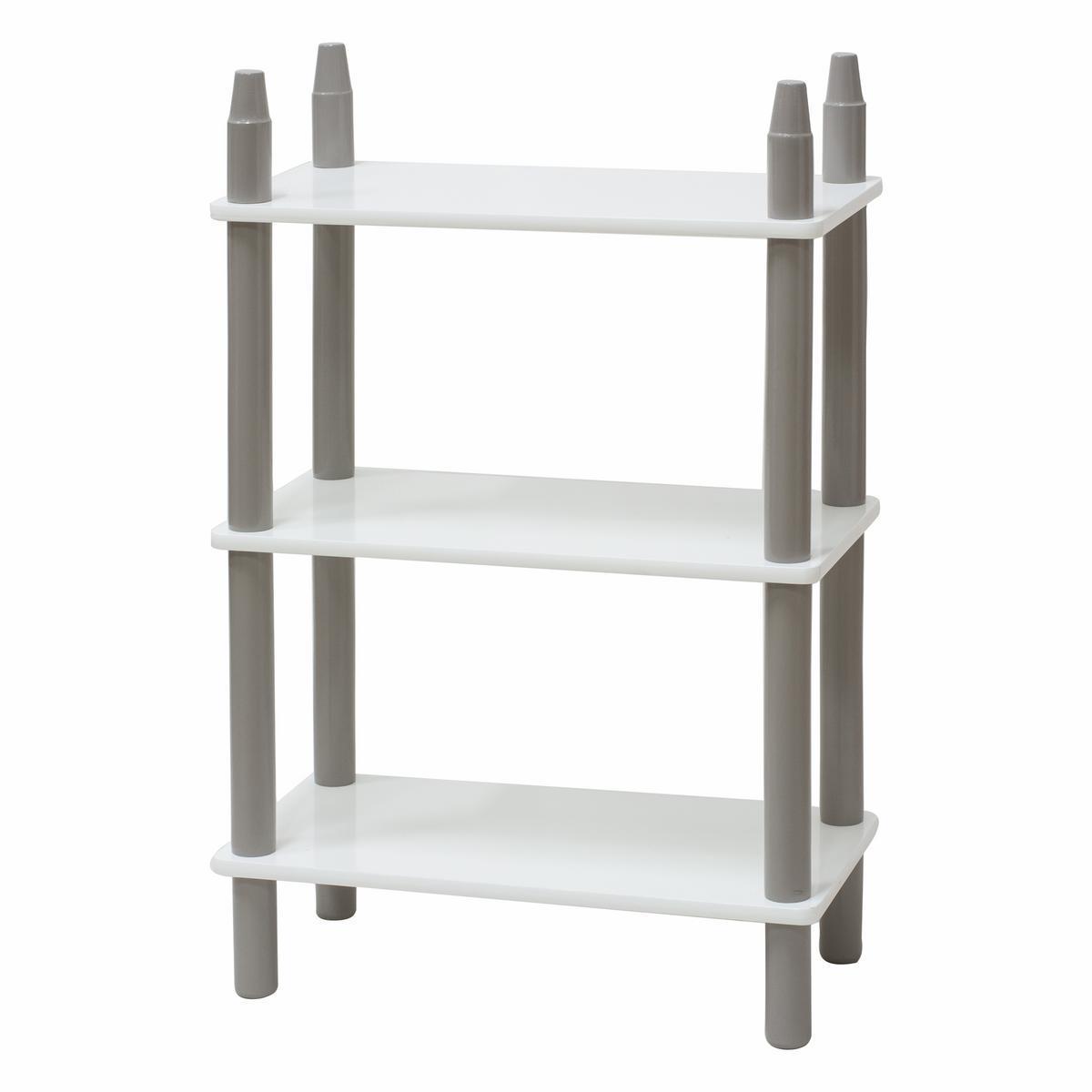 Étagère Crayon 3 niveaux - Pin et mdf - 48 x 24 x H 71 cm Blanc et taupe