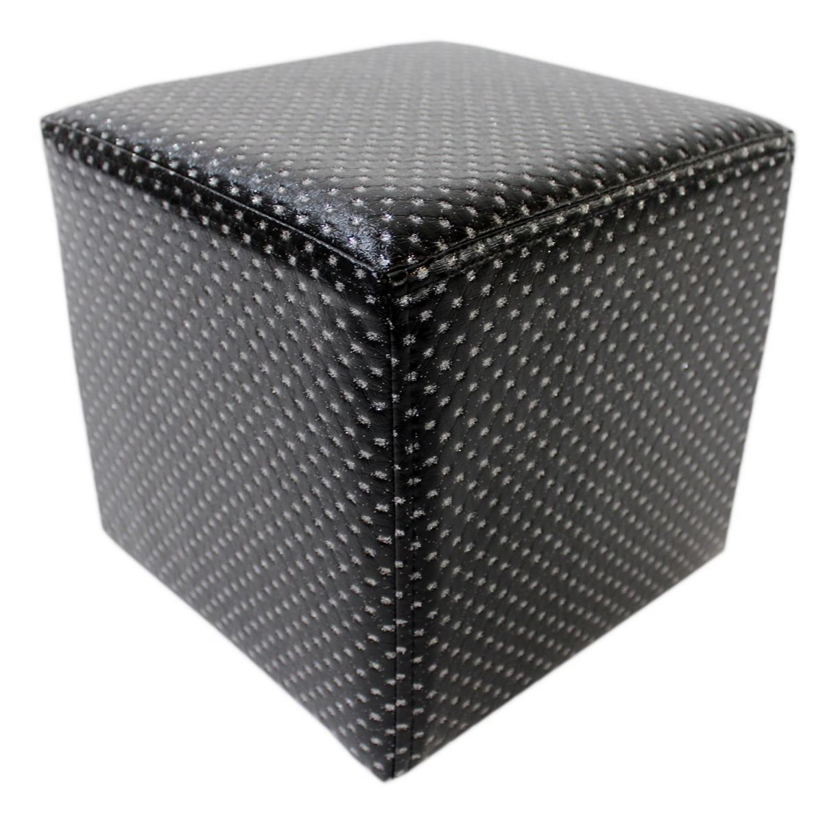 Pouf strass - Pin et panneaux de fibres de bois - 33 x 33 x H 33 cm - Noir